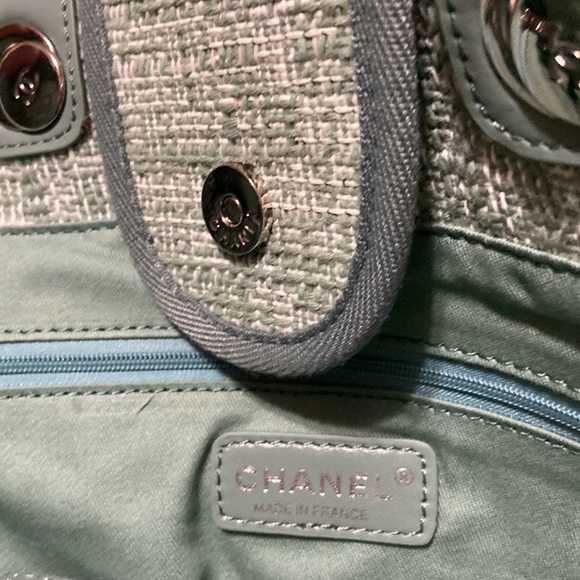 New Chanel canvas large green Bag Mixed Fibers & silver -Tone Metal .. - Picture 9 of 16